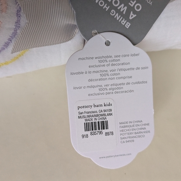 Pottery Barn Kids Rainbow Tassel Muslin Baby Blanket NWT - Picture 13 of 15